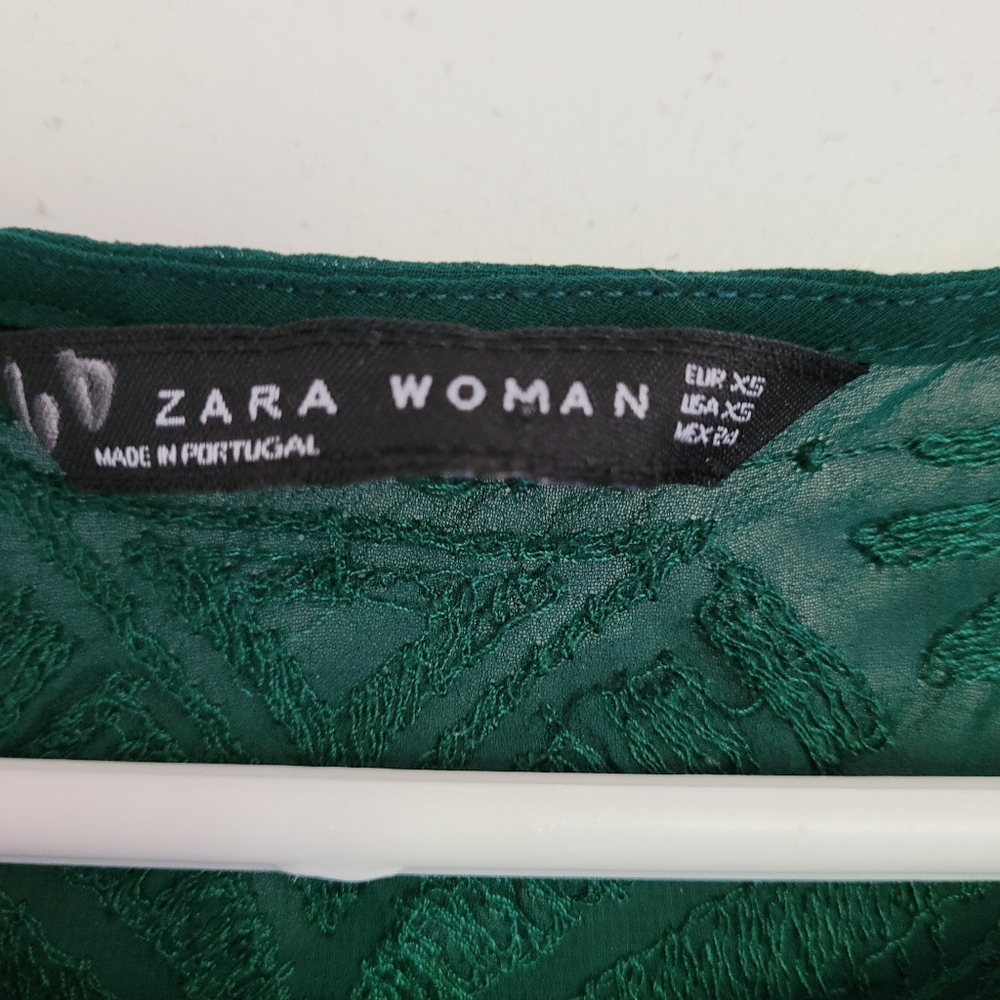 Zara women's peplum green top lace back - Picture 6 of 8